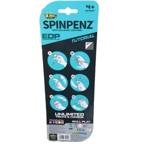 SpinPenz - Red Translucent Spinning Pen, Fidget Toy, LED, Weighted - Picture 2 of 6